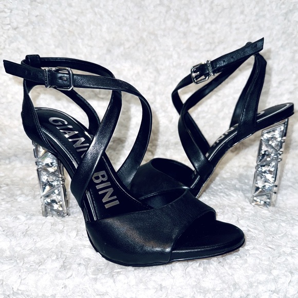 Gianni Bini Leather Heels with Jewel Accents - Picture 4 of 8